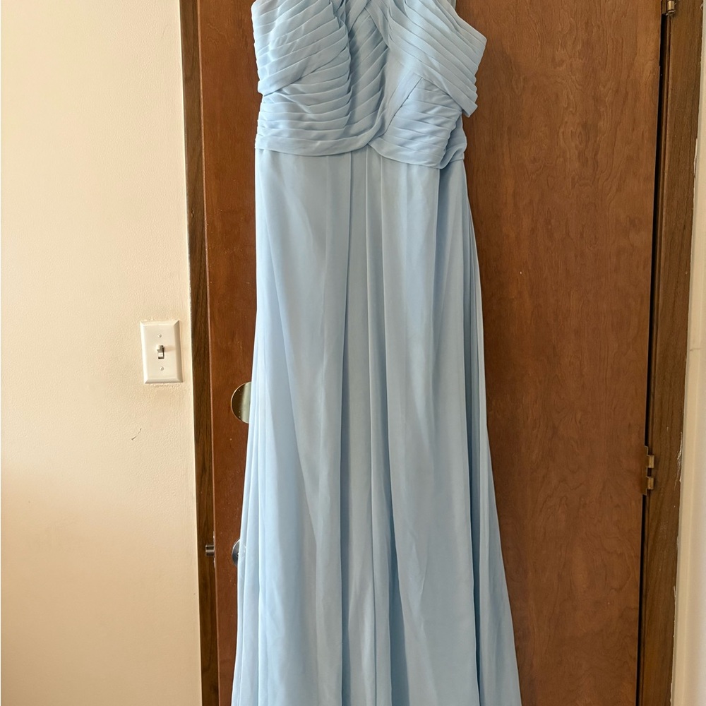 Azazie Light Blue Pleated Gown